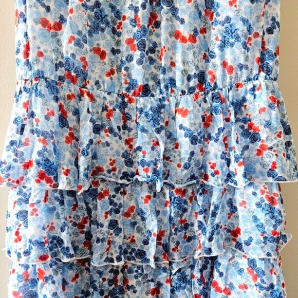 Aritzia Little Moon Rarity Blue Floral Feminine Ruffle Midi Dress Size XS. - Picture 11 of 16